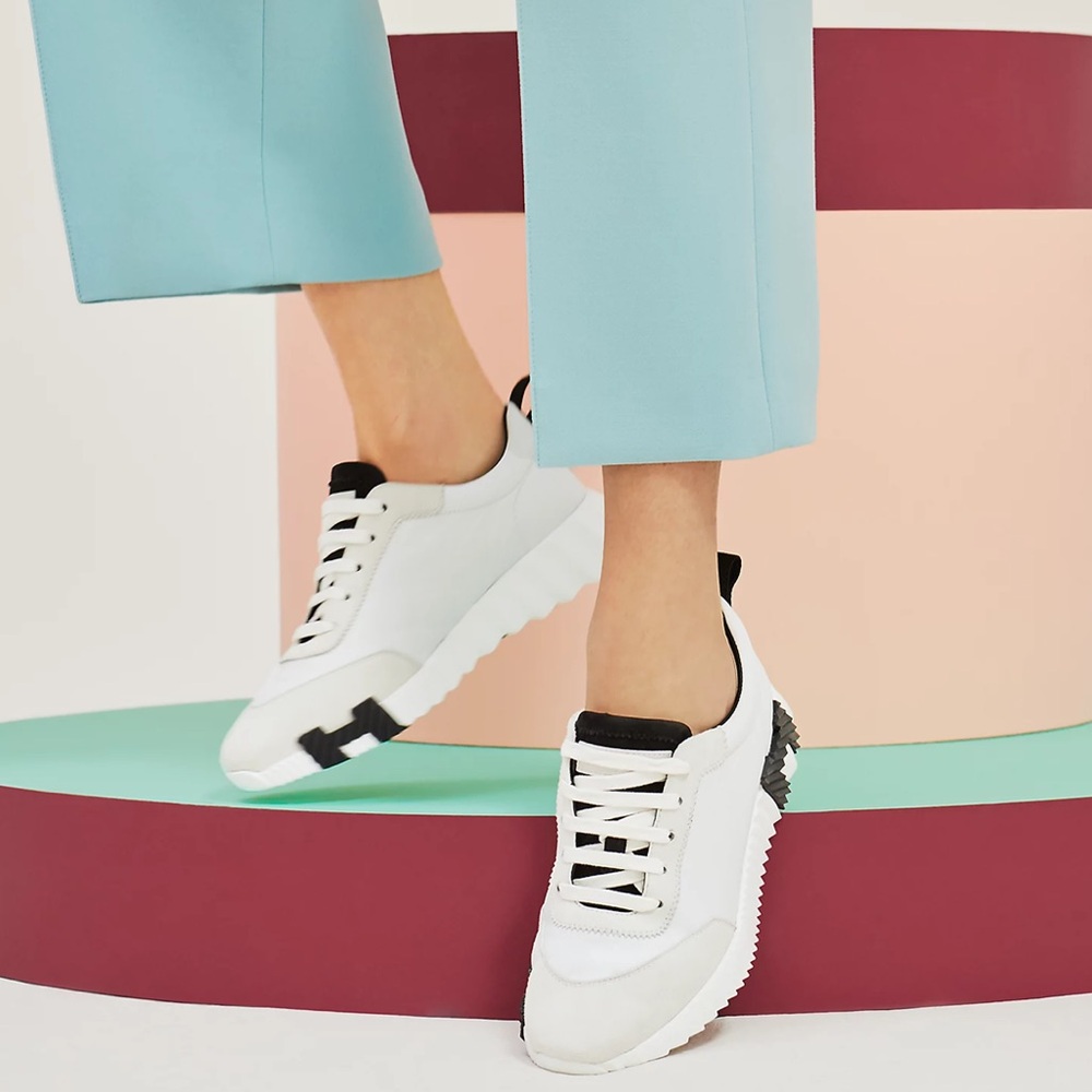 Authentic Hermes Classic H logo Leather sneakers